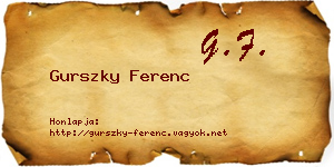 Gurszky Ferenc névjegykártya